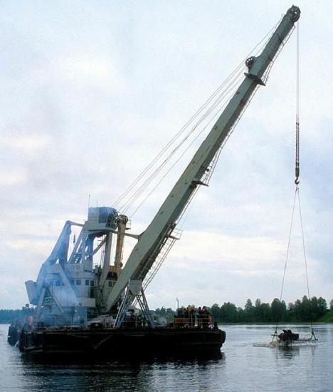 A tank recovered from a lake near St Petersburg