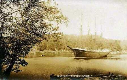 Four masted ship at anchor