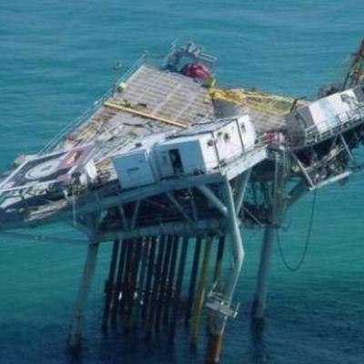 A derelict offshore platform