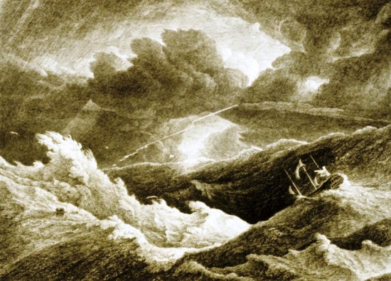 Shipwreck in the heavy sea
